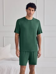 Chelsea Peers Green TENCEL™ Modal Crew Neck Short Pyjamas Set - Image 1 of 6