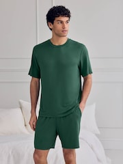 Chelsea Peers Green TENCEL™ Modal Crew Neck Short Pyjamas Set - Image 2 of 6