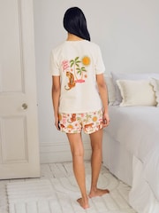 Chelsea Peers Natural Siesta Tiger Print Short Pyjamas Set - Image 2 of 6