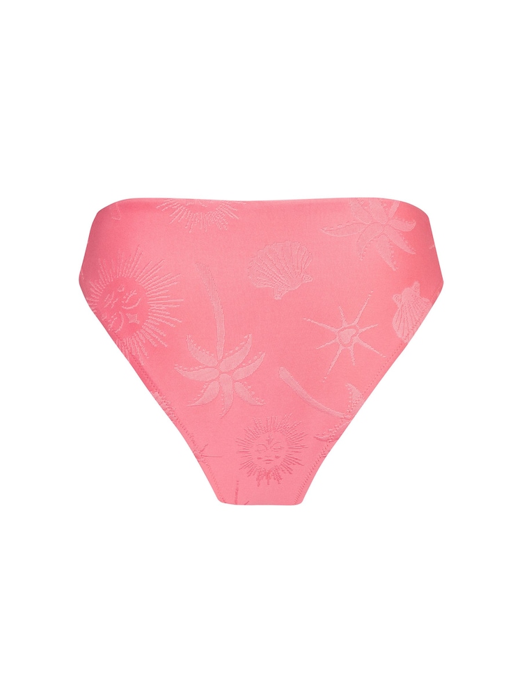 Chelsea Peers Pink Jacquard Coastal High Waist Bikini Bottoms - Image 6 of 6