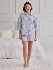 Chelsea Peers Toucan & Fruit Stripe Print Short Pyjamas Set - Imagen 1 de 7