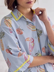 Chelsea Peers Toucan & Fruit Stripe Print Short Pyjamas Set - Imagen 3 de 7
