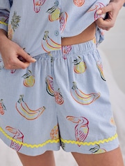 Chelsea Peers Toucan & Fruit Stripe Print Short Pyjamas Set - Imagen 4 de 7