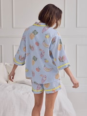 Chelsea Peers Toucan & Fruit Stripe Print Short Pyjamas Set - Imagen 5 de 7