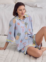 Chelsea Peers Toucan & Fruit Stripe Print Short Pyjamas Set - Imagen 6 de 7