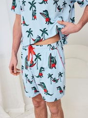 Chelsea Peers Blue Surfing Crocodile Print Short Pyjamas Set - Image 3 of 5