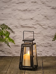 Lights4fun Black 22cm Solar Porto Lantern with TruGlow Candle - Image 4 of 6