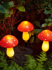 Lights4fun Red Set of 3 Solar Mushrooms - Image 2 of 3