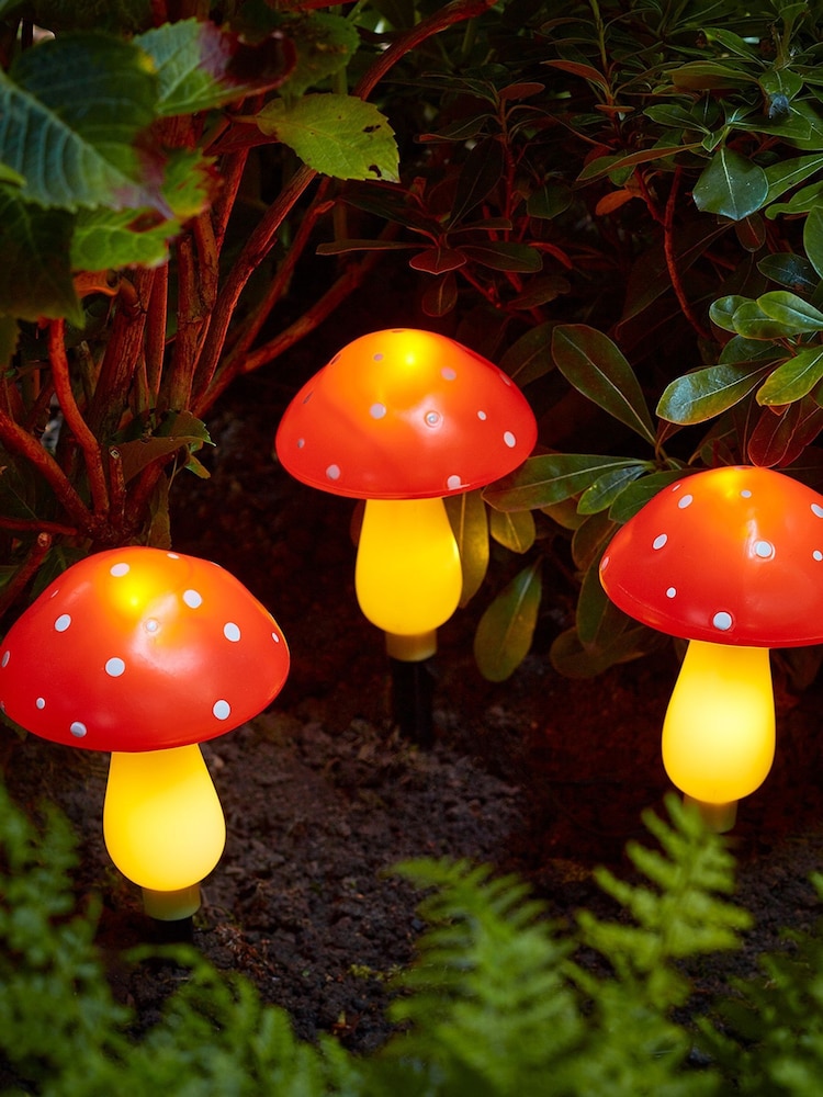 Lights4fun Red Set of 3 Solar Mushrooms - Image 3 of 3