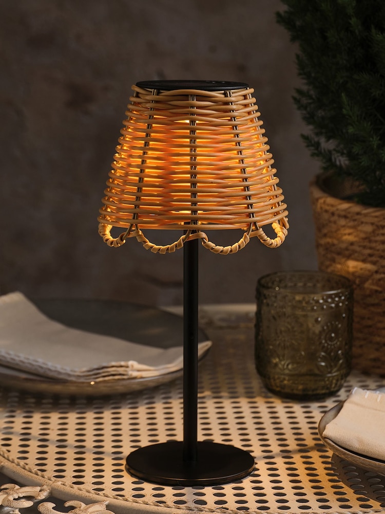 Lights4fun Bamboo Solar Table Lamp - Image 1 of 5