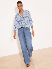 Lipsy Blue Chiffon Chain Print Longling Shirt - Image 2 of 5
