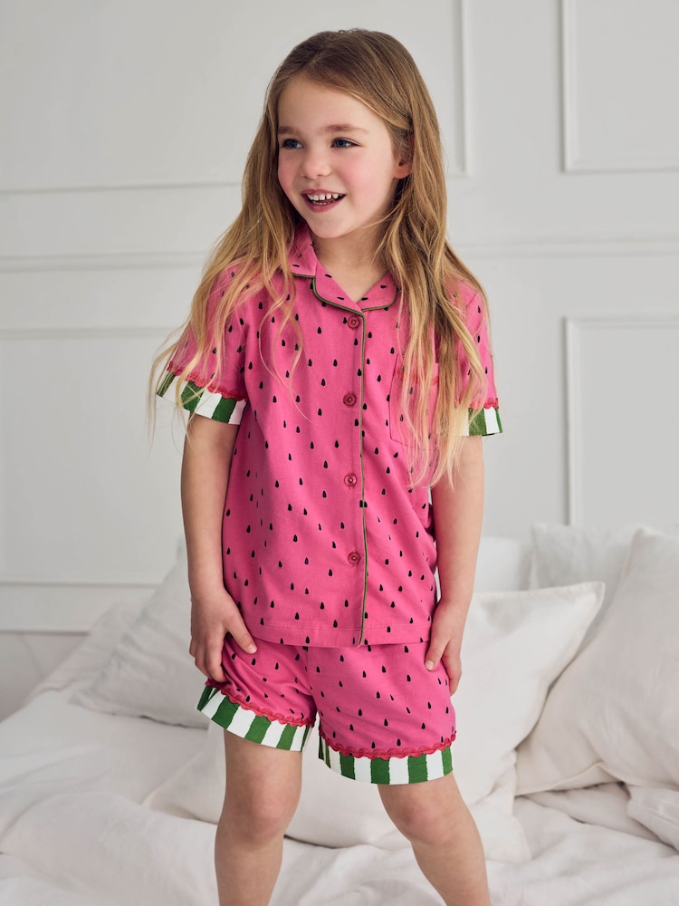 Chelsea Peers Pink Watermelon Print Short Pyjamas Set - Image 1 of 8