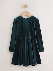 Green Velvet Skater Dress (3-16yrs) - Image 5 of 7