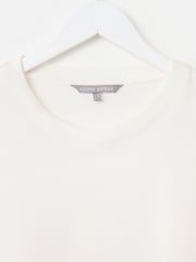 Oliver Bonas Cream Ecru Broderie Sleeve Cotton T-Shirt - Image 3 of 7