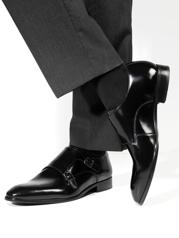 ブラック - Jones Bootmaker Naveen スマート レザー モンクストラップ シューズ - 画像 1 / 6