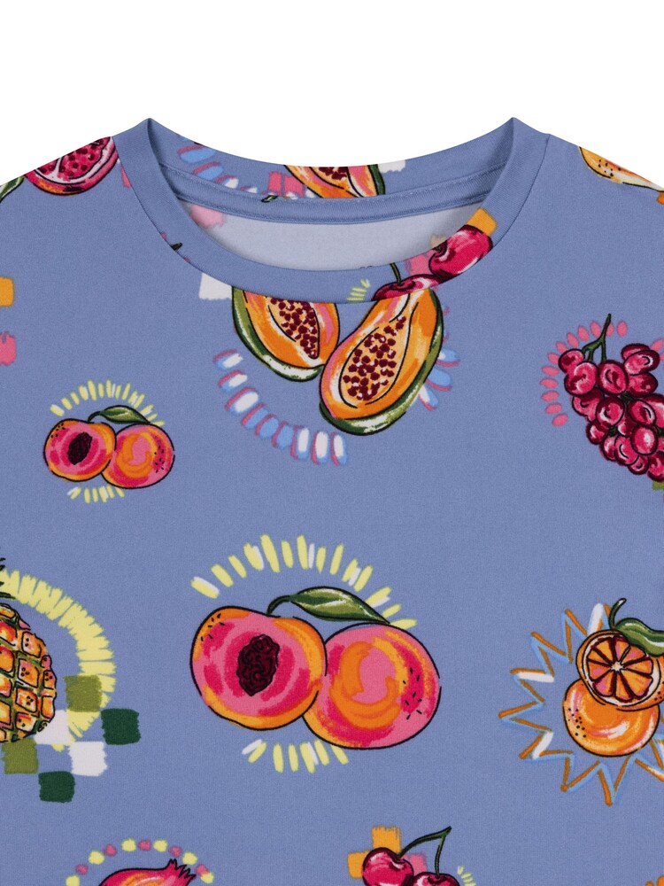 Chelsea Peers Blue Fruit Party Print Short Pyjamas Set - Image 7 of 7 Chelsea Peers Blue Fruit Party Print Short Pyjamas Set - Image 7 of 7