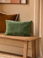 Green 40 x 59cm Chenille Pebble Cushion - Image 1 of 4