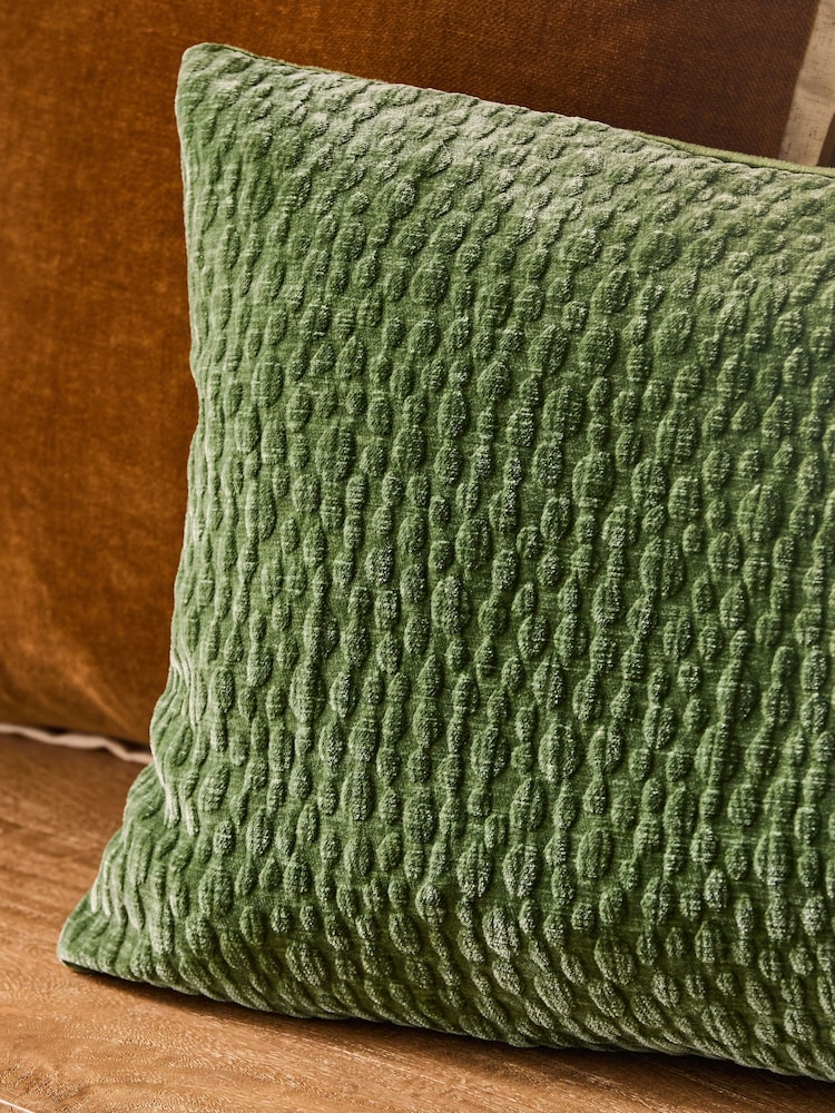 Green 40 x 59cm Chenille Pebble Cushion - Image 2 of 4