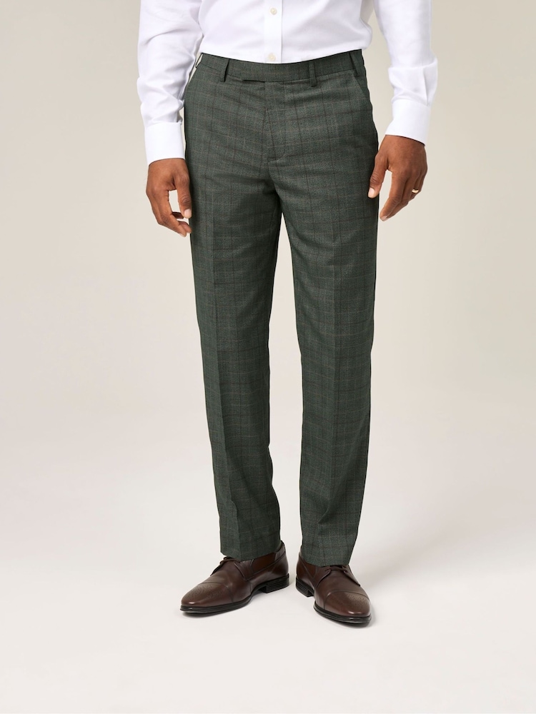 Skopes Green Wesley Tailored Fit Check Suit Trousers - Image 1 of 4