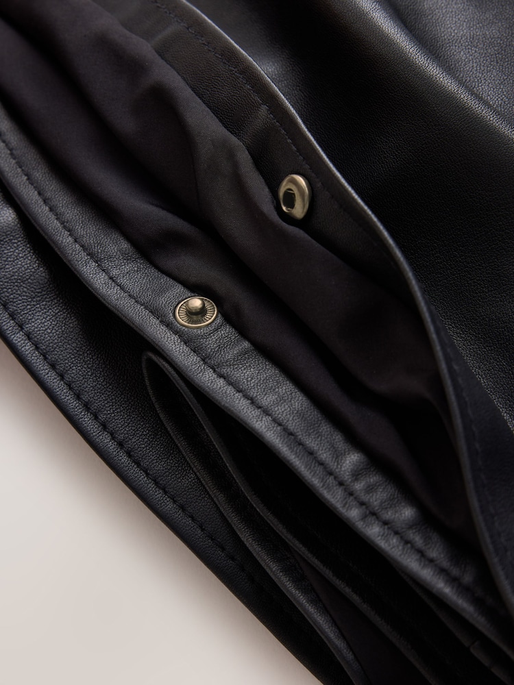 CERENE Blythe Black Real Leather Cape Jacket - Image 10 of 10 CERENE Blythe Black Real Leather Cape Jacket - Image 10 of 10