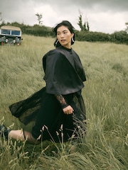 CERENE Blythe Black Real Leather Cape Jacket - Image 2 of 10