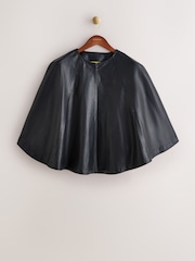 CERENE Blythe Black Real Leather Cape Jacket - Image 6 of 10