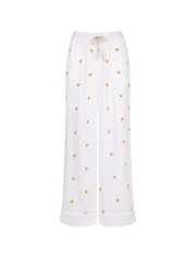 Chelsea Peers White Cheesecloth Embroidered Sunburst Trousers - Image 5 of 5