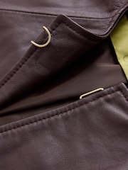 CERENE Blythe Burgundy Red Real Leather Cape Jacket - Image 7 of 9