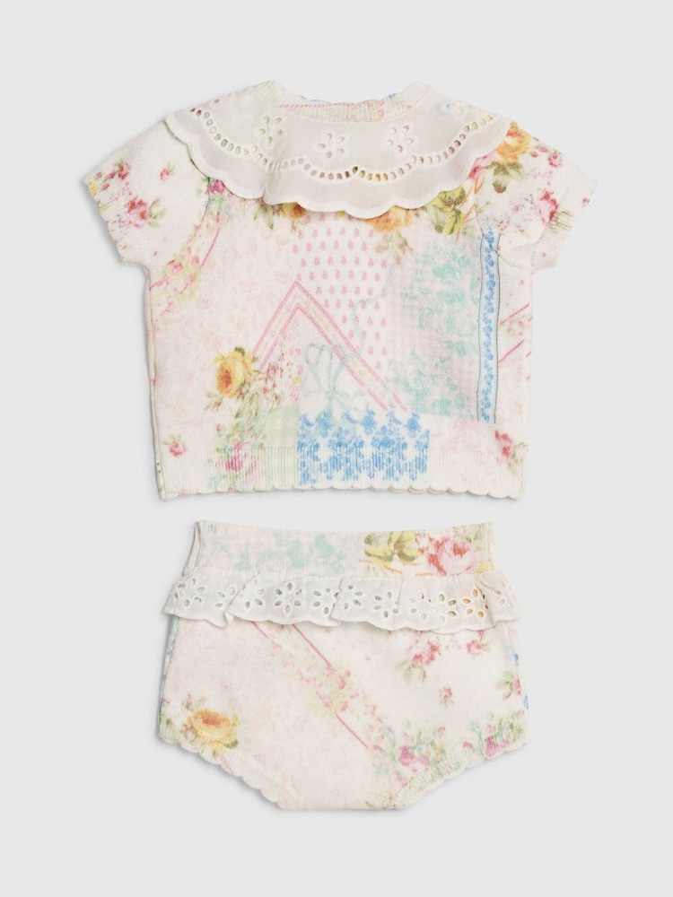 River Island Pink Cabbages & Roses Patchwork Knitted Bloomers Set - Image 2 of 4 River Island Pink Cabbages & Roses Patchwork Knitted Bloomers Set - Image 2 of 4