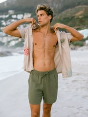 Chelsea Peers Khaki Green Relaxed Side Pocket Shorts - Image 1 of 5