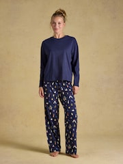 Lyla Navy 12 Days of Christmas Long Sleeve Jersey Cotton Pyjama Set - Image 1 of 8