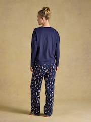 Lyla Navy 12 Days of Christmas Long Sleeve Jersey Cotton Pyjama Set - Image 2 of 8