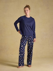 Lyla Navy 12 Days of Christmas Long Sleeve Jersey Cotton Pyjama Set - Image 5 of 8