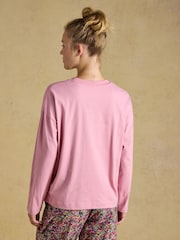 Joules Pink Cotton Long Sleeve Pyjama Top - Image 2 of 6