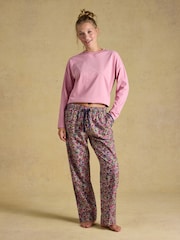 Joules Pink Cotton Long Sleeve Pyjama Top - Image 3 of 6