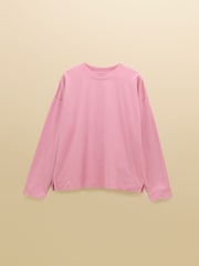 Joules Pink Cotton Long Sleeve Pyjama Top - Image 6 of 6