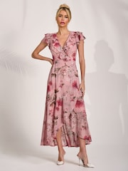 وردي - Jolie Moi Ruffled Mesh Maxi Dress - Image 1 of 6