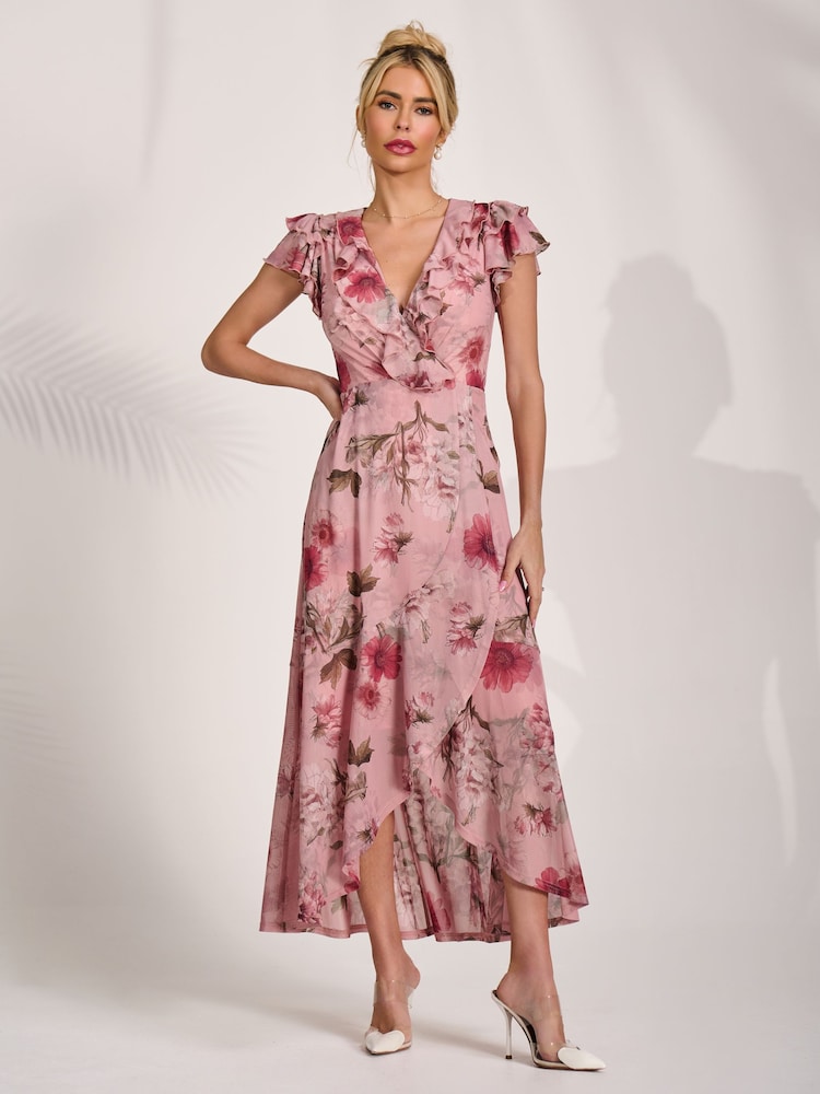 وردي - Jolie Moi Ruffled Mesh Maxi Dress - Image 1 of 6