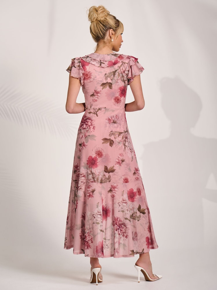 وردي - Jolie Moi Ruffled Mesh Maxi Dress - Image 2 of 6