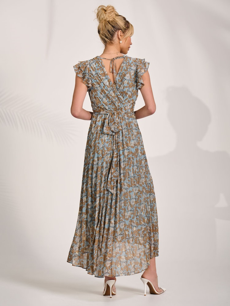 أزرق - Jolie Moi Pleated Chiffon Dip Hem Maxi Dress - Image 2 of 6 أزرق - Jolie Moi Pleated Chiffon Dip Hem Maxi Dress - Image 2 of 6