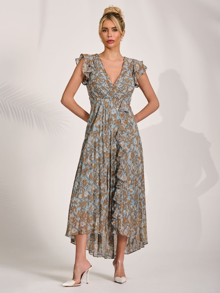 أزرق - Jolie Moi Pleated Chiffon Dip Hem Maxi Dress - Image 6 of 6 أزرق - Jolie Moi Pleated Chiffon Dip Hem Maxi Dress - Image 6 of 6