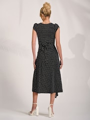 أسود - Jolie Moi Lap Over Short Sleeve Jersey Dress - Image 2 of 6