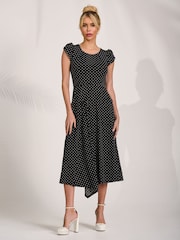 أسود - Jolie Moi Lap Over Short Sleeve Jersey Dress - Image 4 of 6