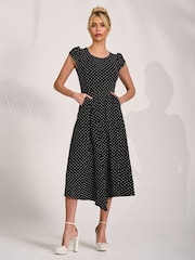 أسود - Jolie Moi Lap Over Short Sleeve Jersey Dress - Image 5 of 6