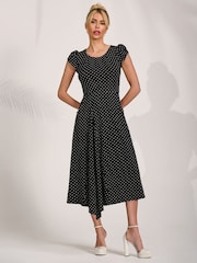 أسود - Jolie Moi Lap Over Short Sleeve Jersey Dress - Image 6 of 6