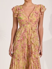 أرجواني - Jolie Moi Pleated Chiffon Dip Hem Maxi Dress - Image 3 of 6