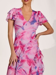 Rosa - Jolie Moi Cap Sleeve Ruffle Mesh Maxi Dress - Bild 3 von 6