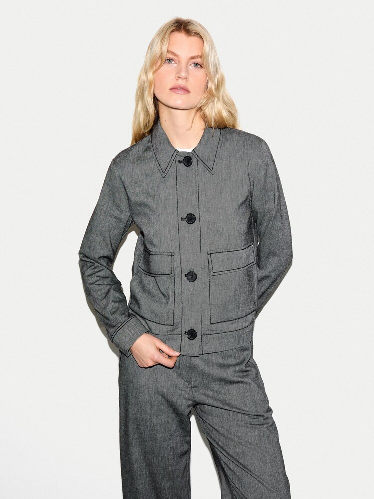 Jigsaw Black Chambray Utility Jacket - Image 1 of 4
