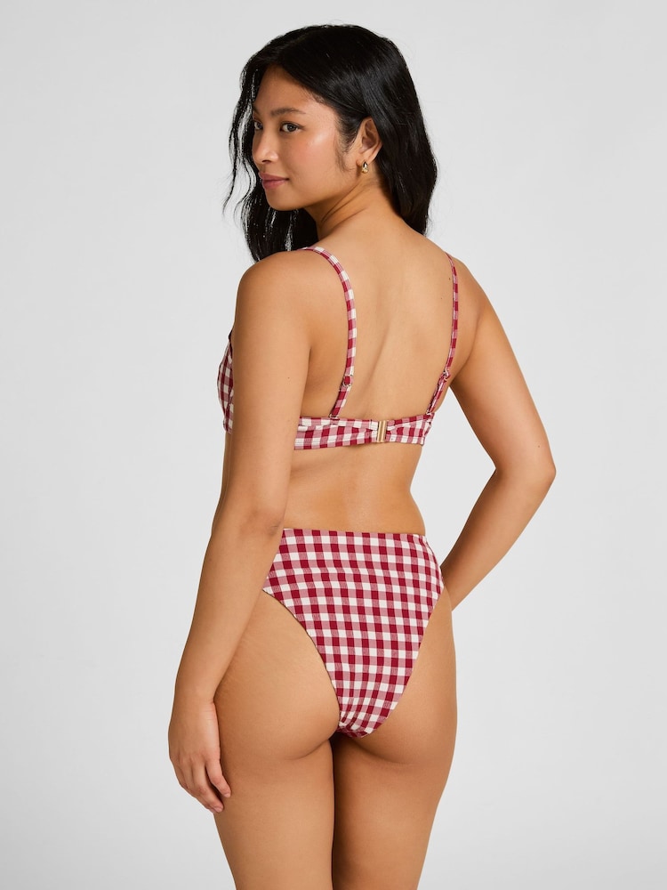 Hunkemöller Red Highleg High Waisted Amalfi Bikini Bottoms - Image 2 of 5