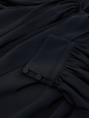 Reiss Navy Lerina Tie-Neck Short-Sleeve Blouse - Image 5 of 5